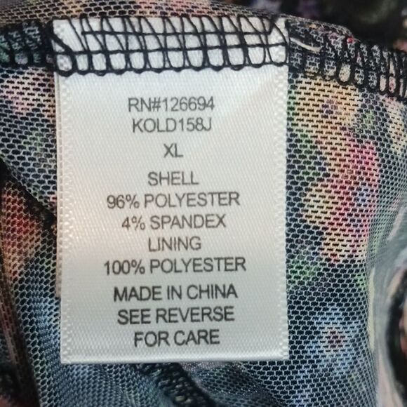 Live to be spoiled ditsy floral long-sleeve sheer mesh scoop neck maxi dress XL - Picture 14 of 14